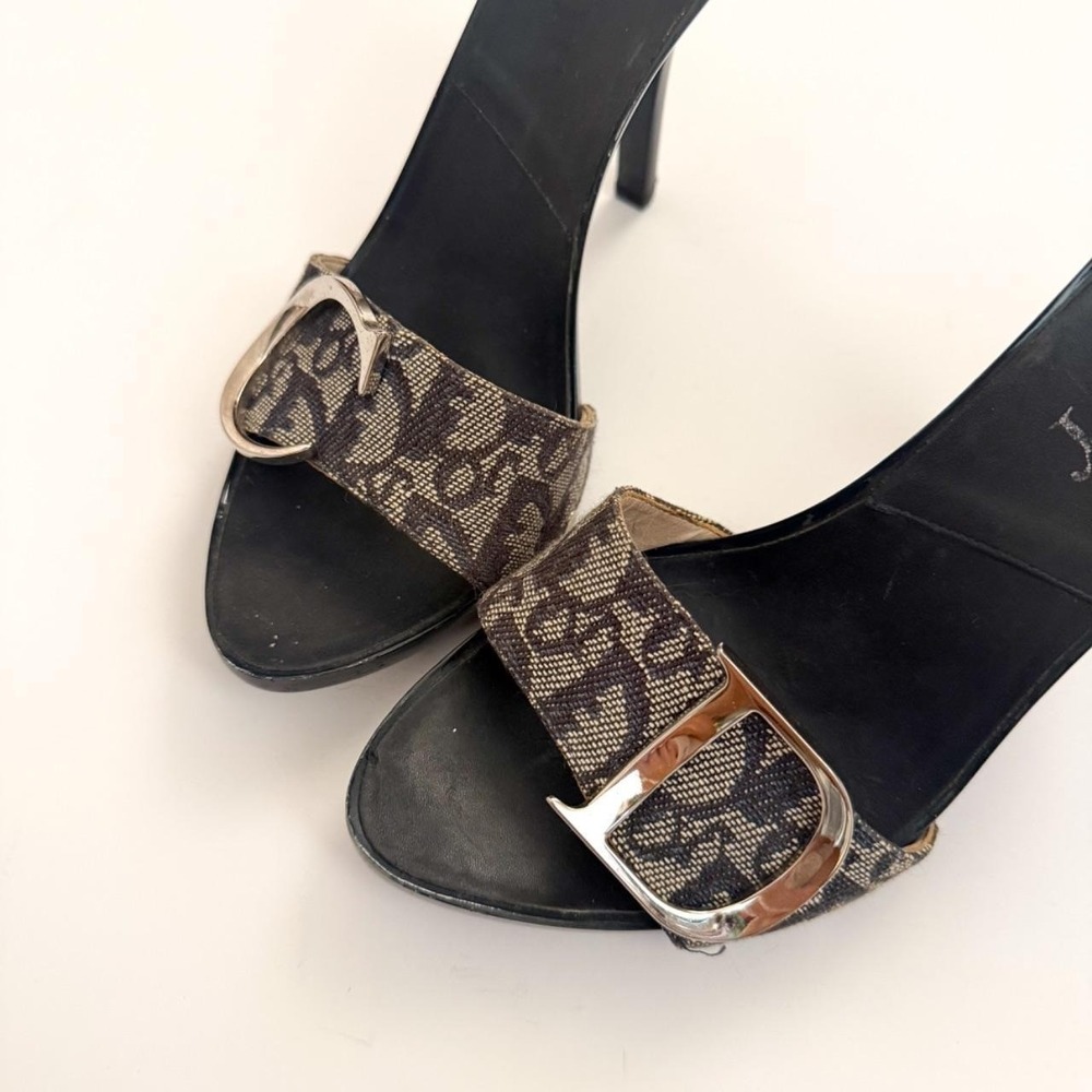 Christian Dior John Galliano trotter monogram mule heel black vintage IT 37 US 7 - Picture 3 of 8
